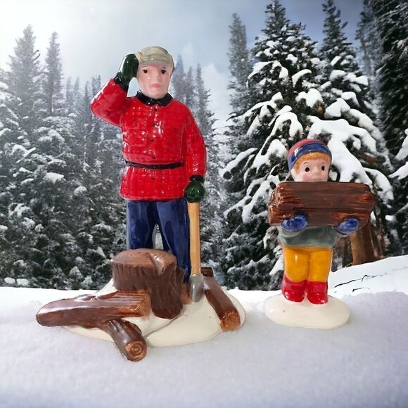 Department Dept 56 Woodsman Boy Snow Village Figures Porcelain Ceramic Winter - Picture 13 of 16